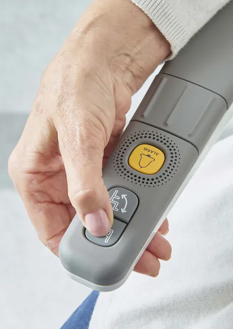 The Access Flow X integrated call device mounted on the stairlift