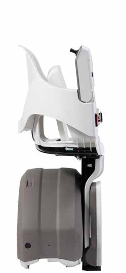 Side profile of the HomeGlide Outdoor stairlift folded flat against its rail