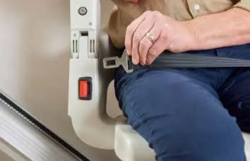 Seatbelt with sensor on the HomeGlide Outdoor stairlift
