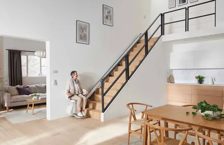The point of it: the upstairs of the house stays in use, and the lift stays out of the way.