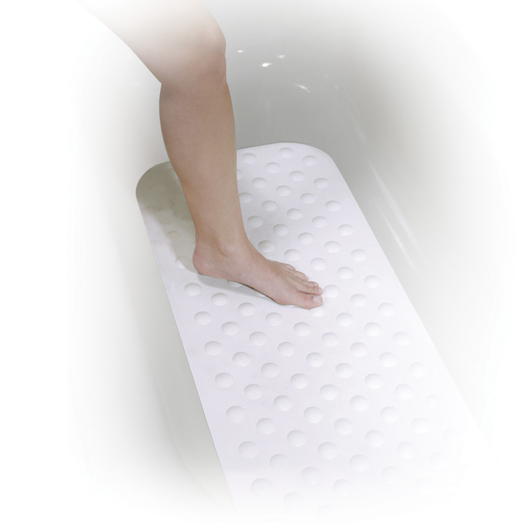Non-slip bath mat inside a bathtub