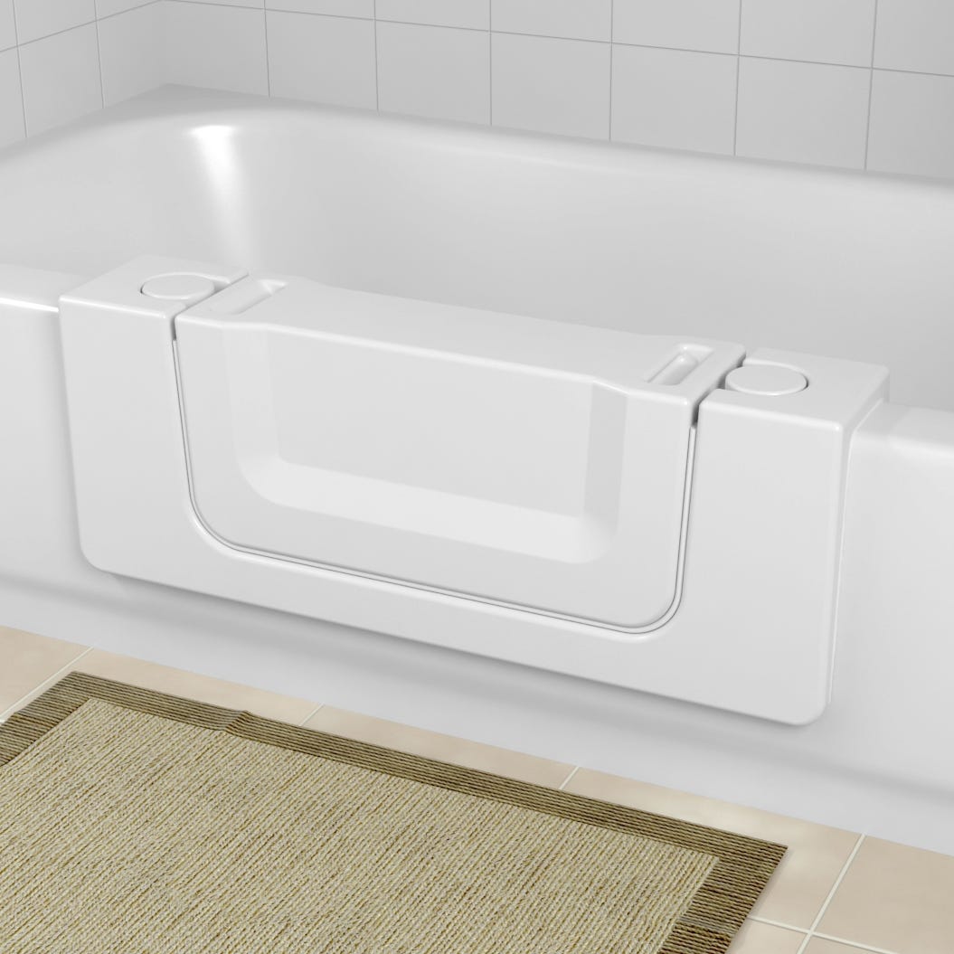 Bathtub cutout fitted with a door insert that closes so the tub holds water