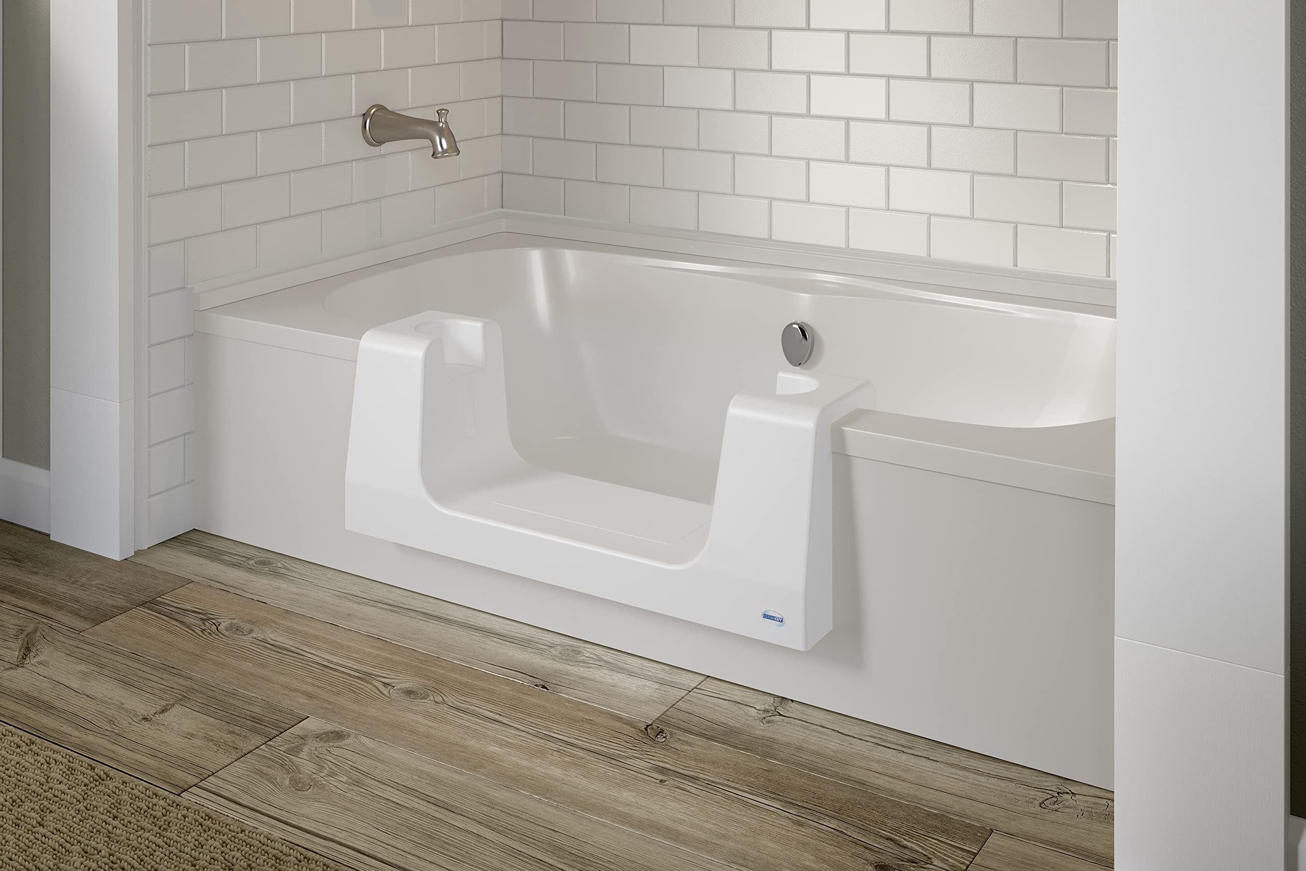 Bathtub cutout insert creating a step-through entry in an existing bath