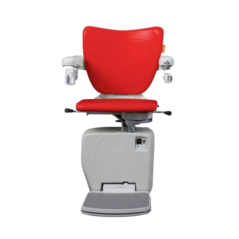 Handicare 4000 Smart seat in red leatherette, front view, showing its contoured back and seat pad