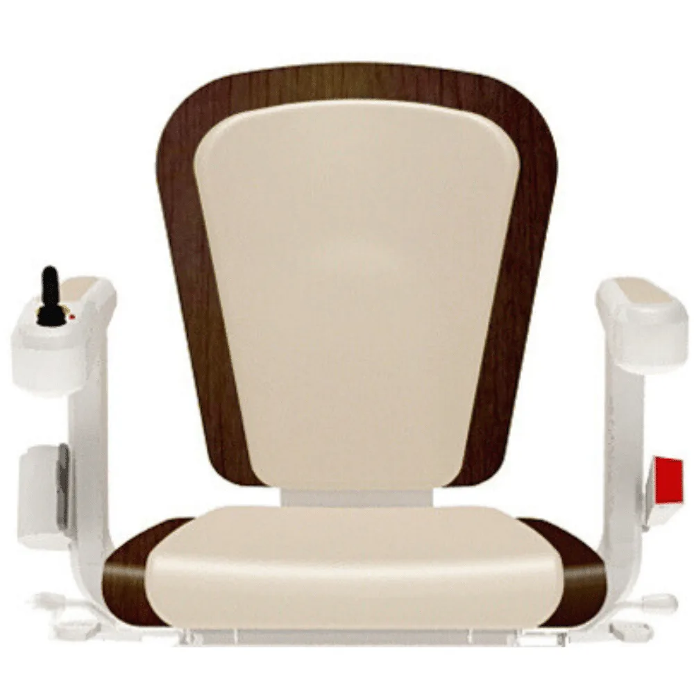 Handicare Freecurve Alliance seat in two-tone beige and brown leatherette