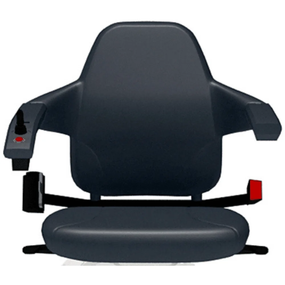 Handicare Freecurve Classic seat in slate grey leatherette with armrest joystick and retractable seat belt
