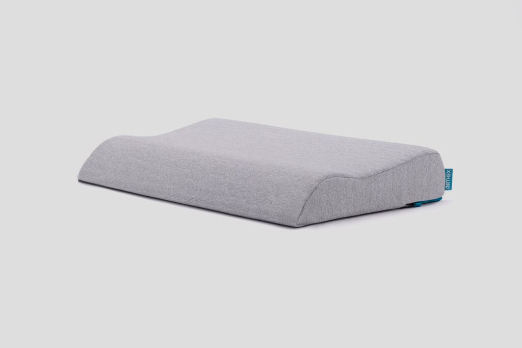 Orthex Somnia 03 inch back sleeper pillow in a grey knit cover