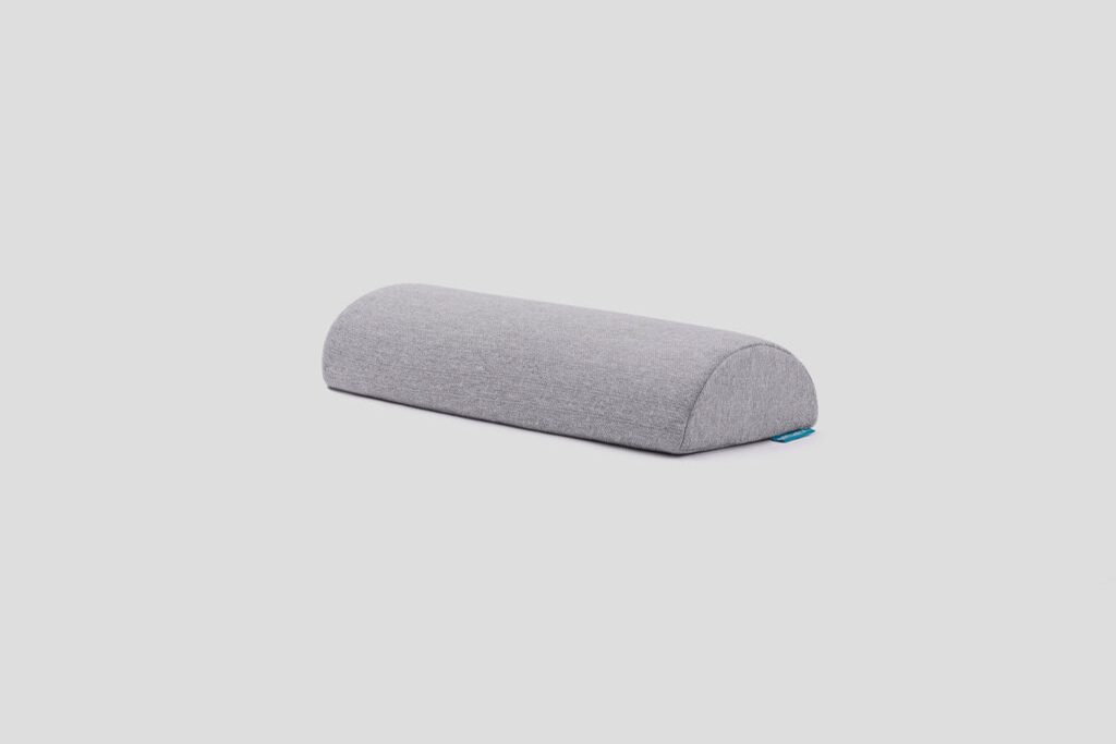 Orthex Somnia 06 inch half moon bolster pillow in a grey knit cover