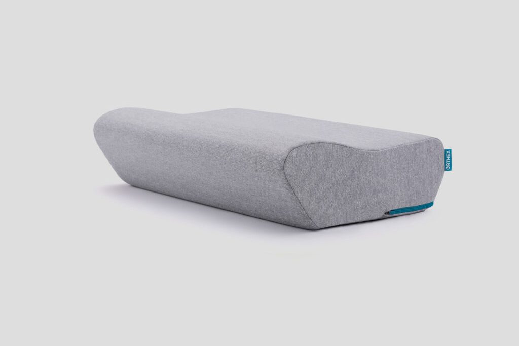 Orthex Somnia 5.5 inch contoured side sleeper pillow in a grey knit cover