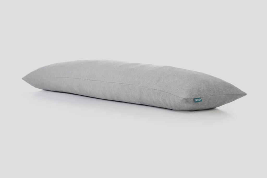 Orthex Symbia 50 inch full length body pillow in a grey knit cover