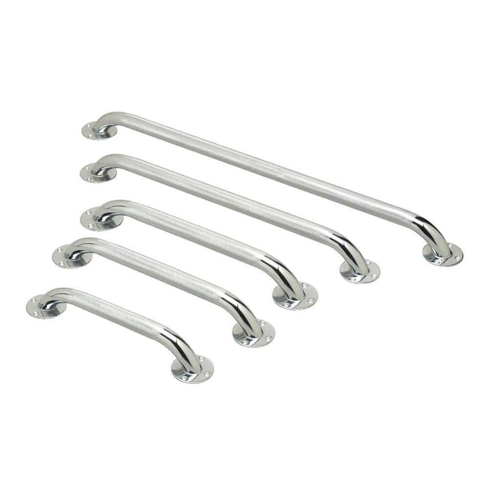 Knurled chrome grab rails in a range of lengths