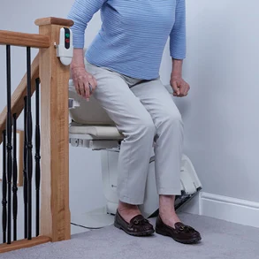 Handicare 1100 seat swivelled toward the top landing