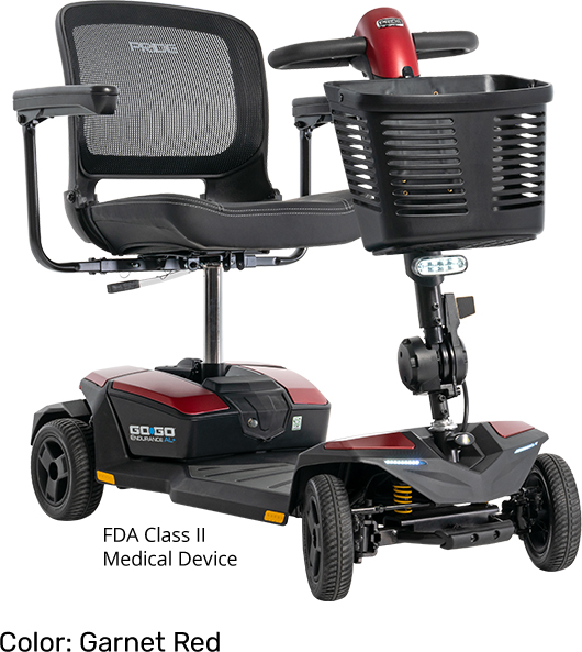 Pride Go-Go Endurance AL+ Travel Scooter - red view