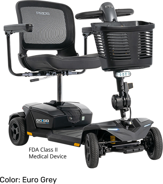 Pride Go-Go Endurance AL+ Travel Scooter - grey view