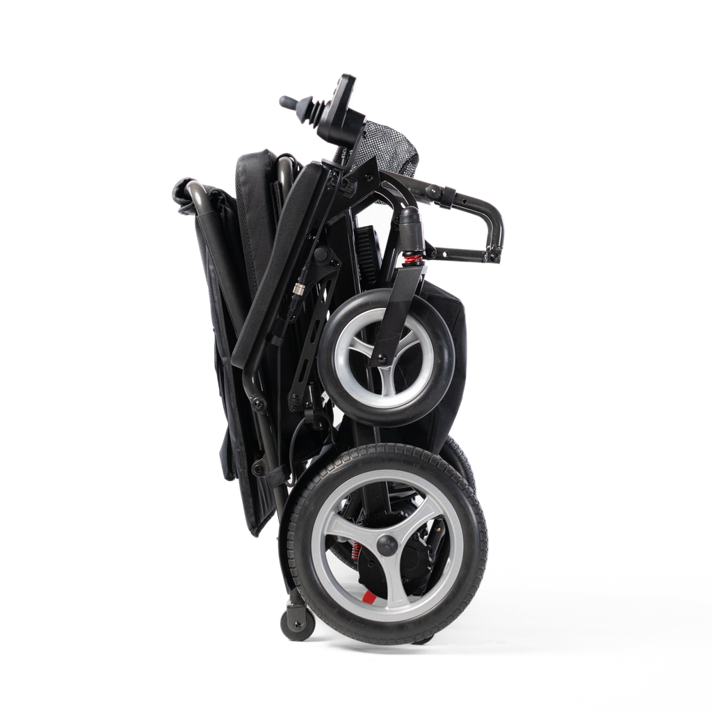 Travel Buggy Flightweight Dash 3 Power Chair - folded for transport