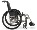 Catalyst 5Ti titanium wheelchair, side view showing raw titanium tubes