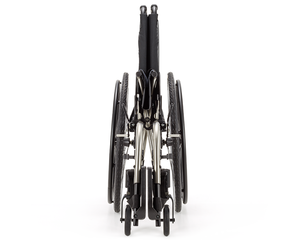 Catalyst 5Ti titanium wheelchair folded for transport