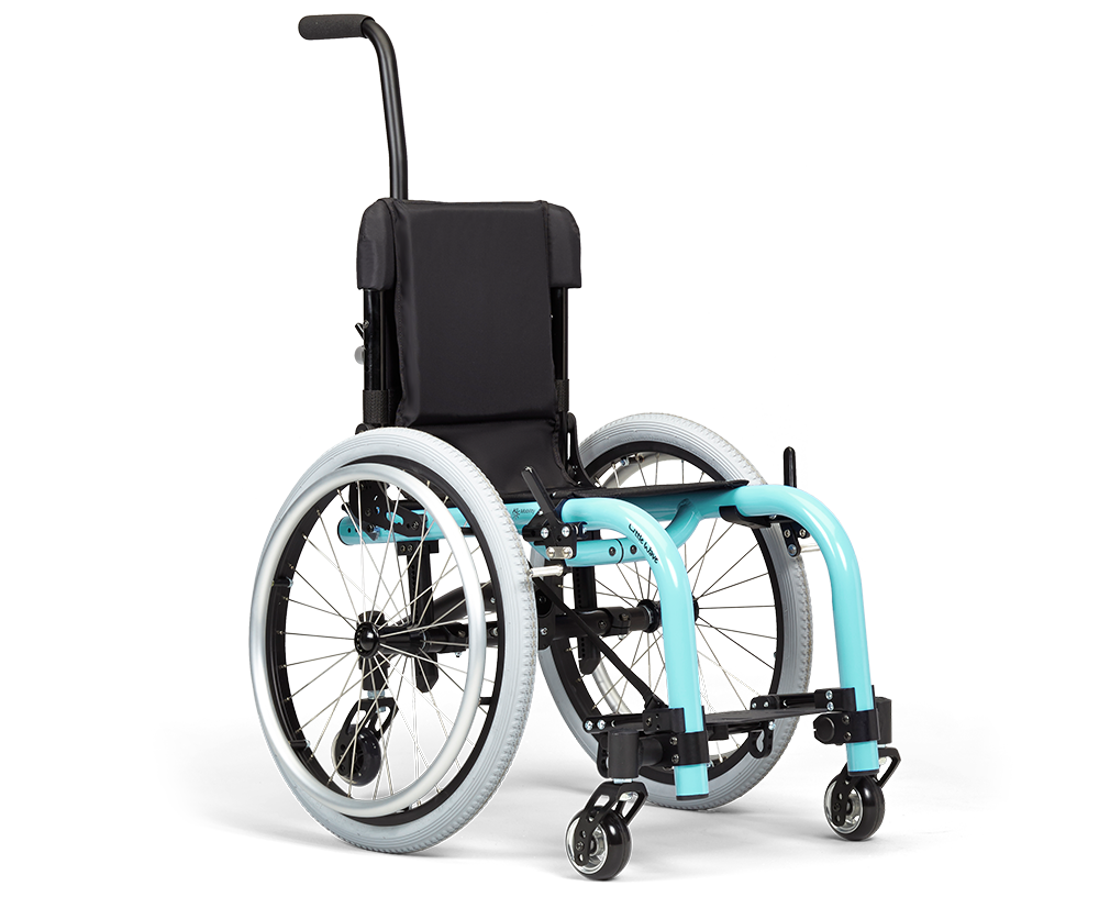 Little Wave XP pediatric rigid wheelchair, angled view
