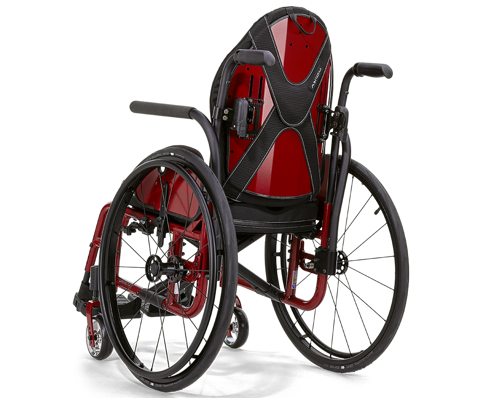 Axiom Posterior Back mounted on a wheelchair, hardware view