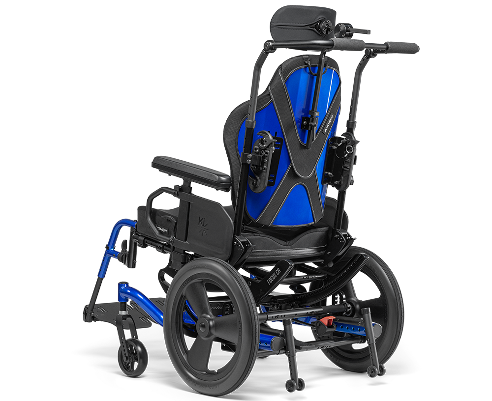 Axiom Deep Lateral Back mounted on a wheelchair, hardware view