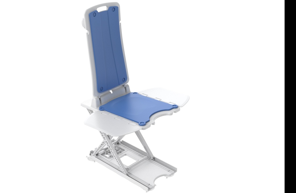 Wave Bath Lift seated inside a white standard bathtub, its side flaps resting against the tub walls