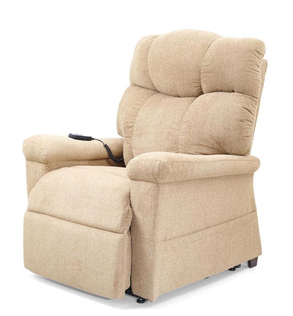 Holmes UC830 lift chair side angle showing the overstuffed seam back