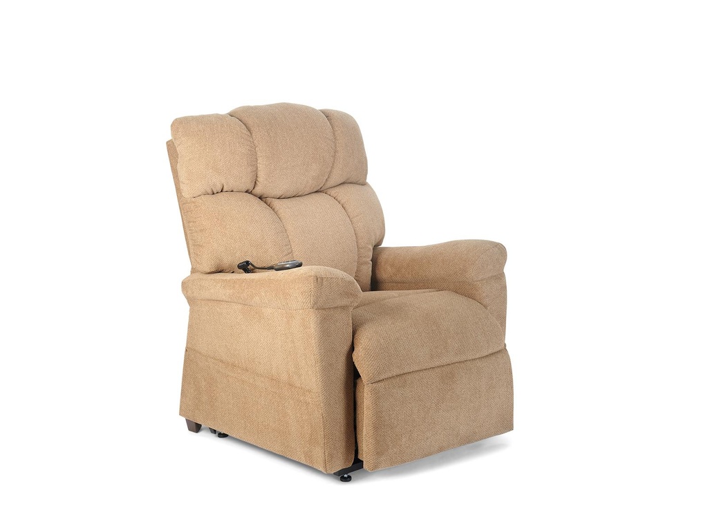 Holmes UC830 lift chair seated, showing the pocketed coil seat and headrest