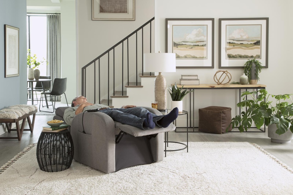 EZ Sleeper Slim lift chair reclined in a living room
