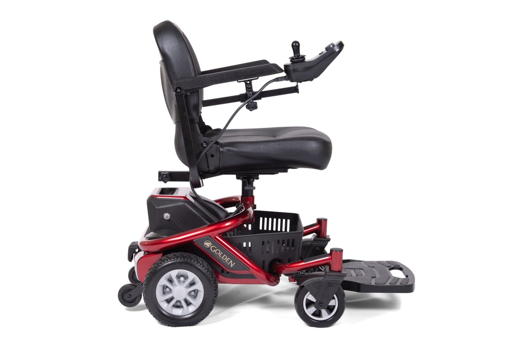 Golden Lite Rider Envy GP-162 power wheelchair right profile in cherry red