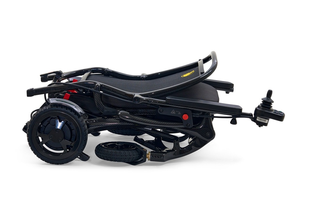 Golden Cricket GP-302 power wheelchair folded and disassembled for travel
