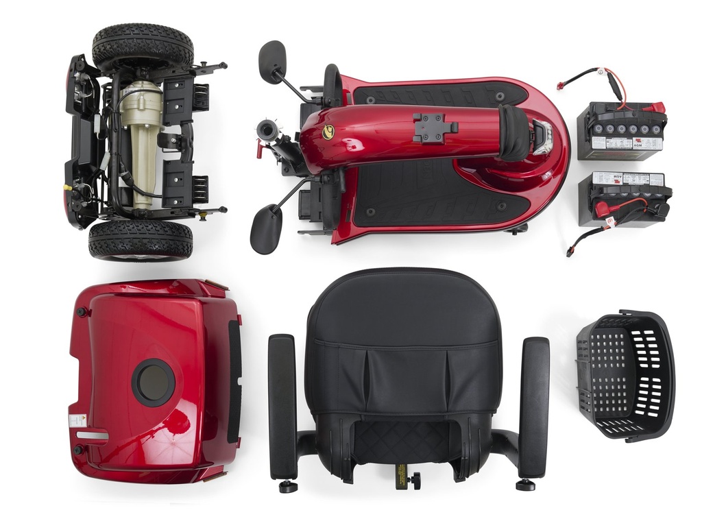 Golden Companion GC240 mobility scooter disassembled into sections