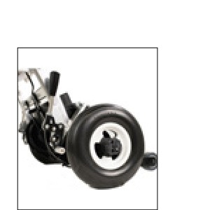 EZee Fold 5G Ultra Light CH4070 folded for storage, rear wheel and frame visible