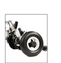 EZee Fold 5G Ultra Light CH4070 folded for storage, rear wheel and frame visible