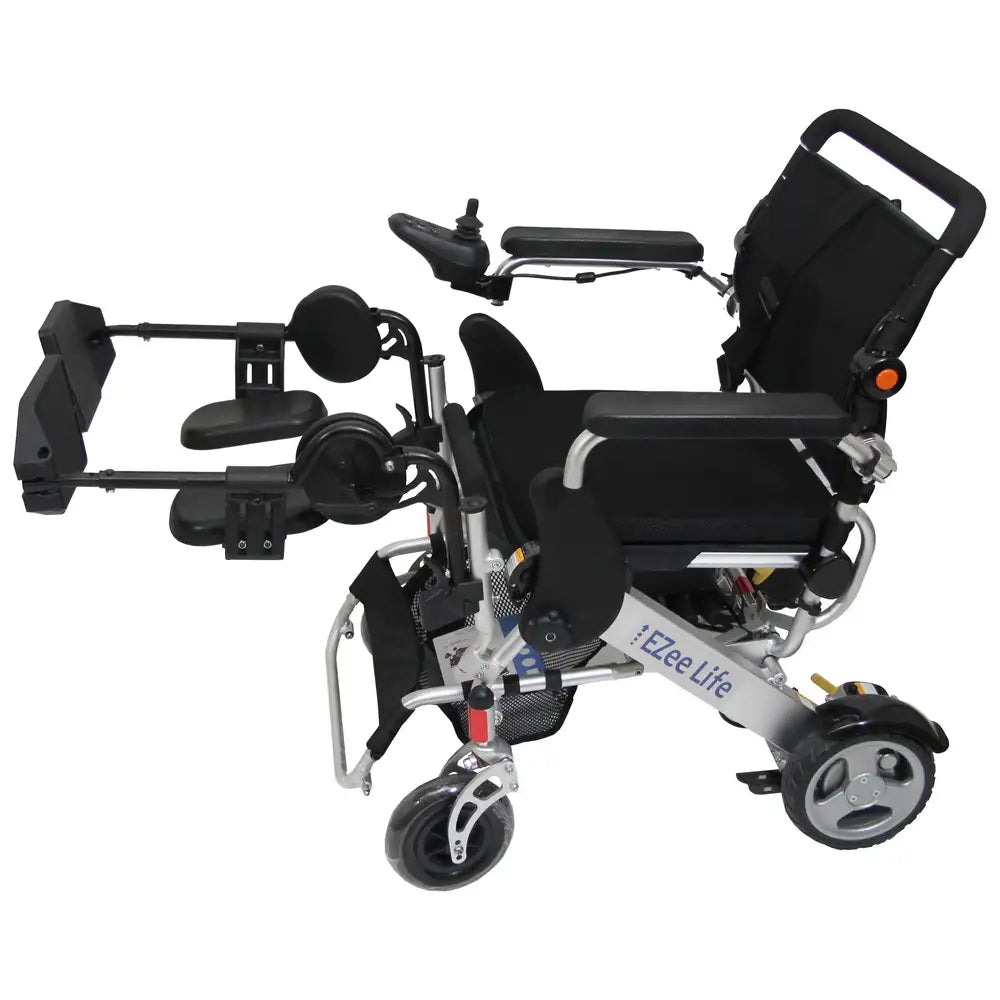 EZee Fold 3G Platinum CH4080 side view showing frog-leg front casters and 8 inch drive wheels