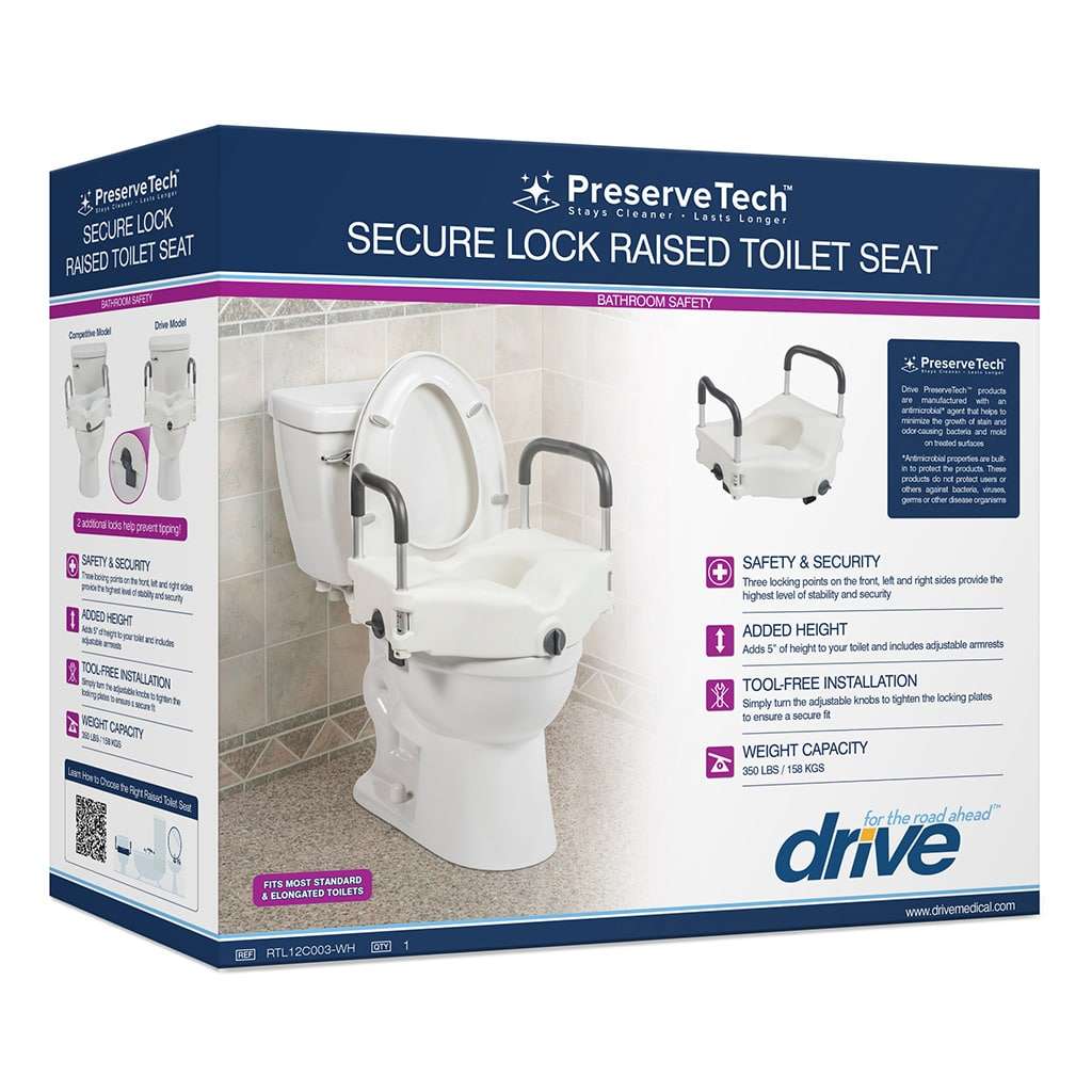 Preservetech Secure Lock Raised Toilet Seat RTL12C003-Wh