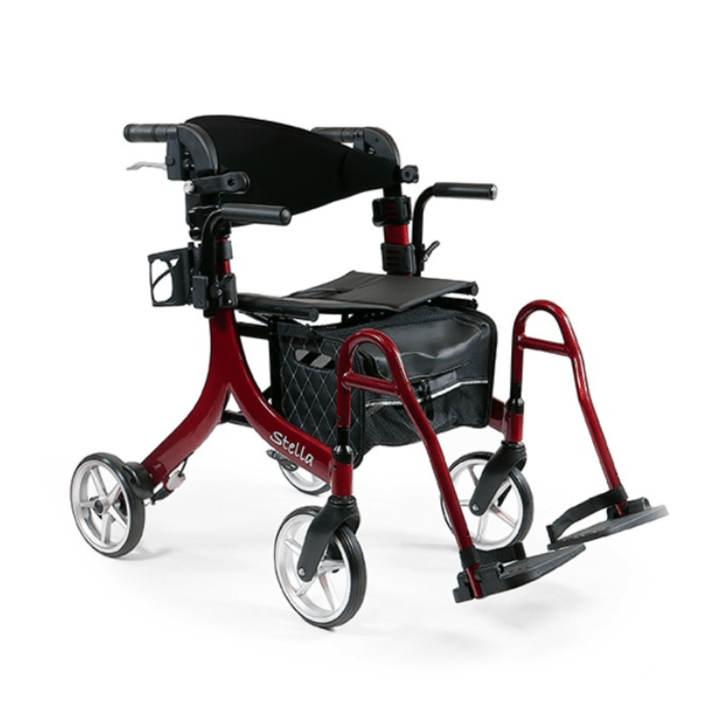 Amylior Ultralight Stella Rollator Walker Stella Rollator Red with Footrest stella rollator, stella