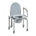 Drive Steel Drop-Arm Commode with Wheels and Padded Armrests 11101W 258266 Drop-Arm Commode