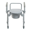 Drive Steel Drop-Arm Commode with Wheels and Padded Armrests 11101W 258270 Drop-Arm Commode