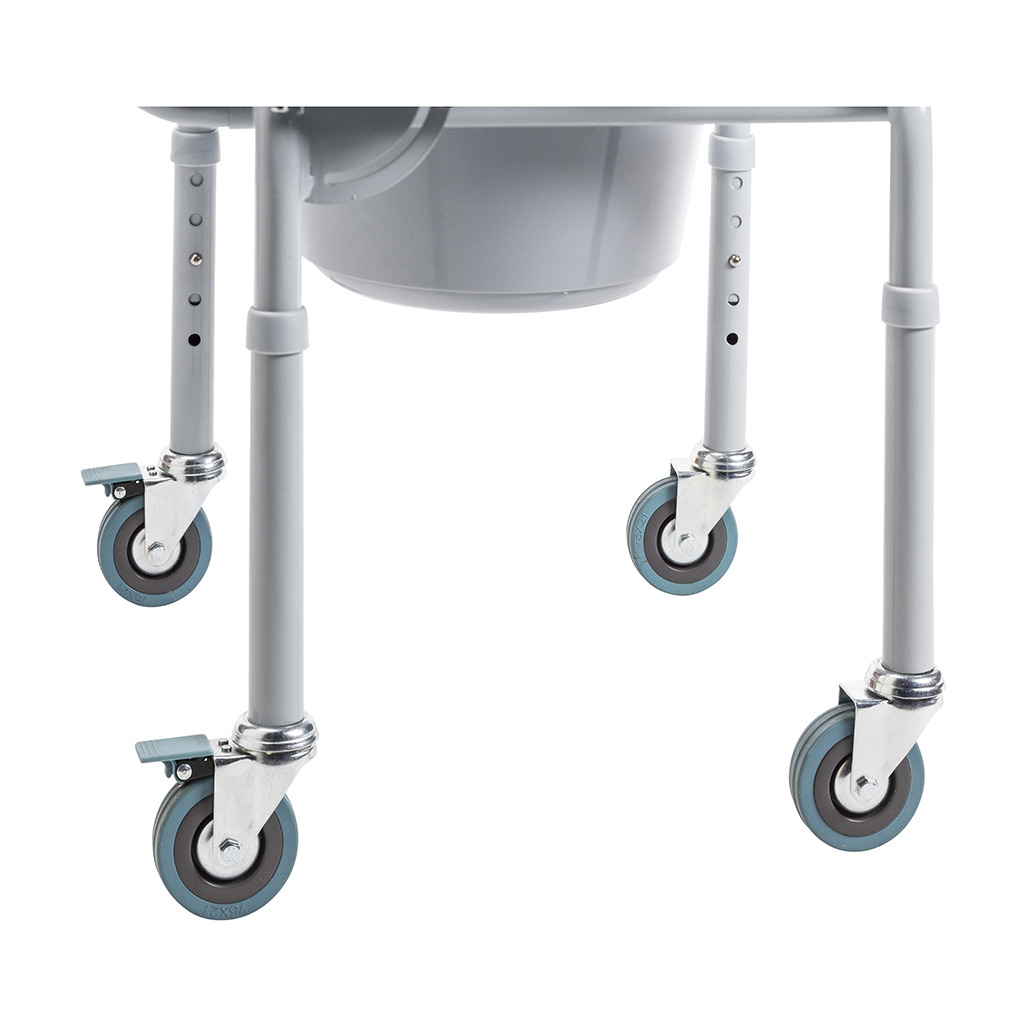 Drive Steel Drop-Arm Commode with Wheels and Padded Armrests 11101W 258274 Drop-Arm Commode