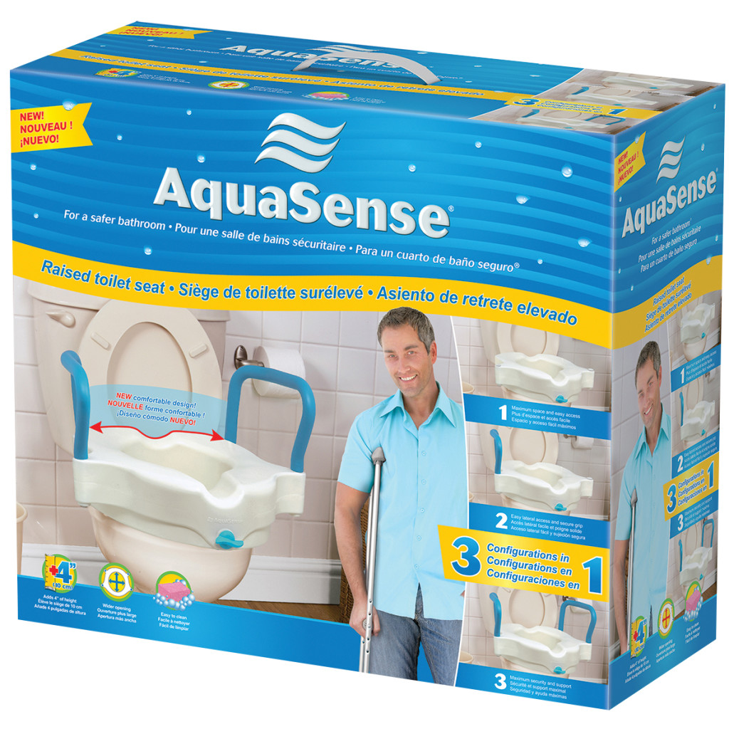AquaSense 3-in-1 Contoured Raised Toilet Seat, 2" - 770-617 3705 1 6 Contoured Raised Toilet Seat