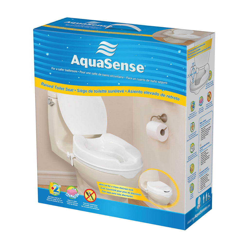 AquaSense Raised Toilet Seat with Lid, 2" - 770-625 Box test2