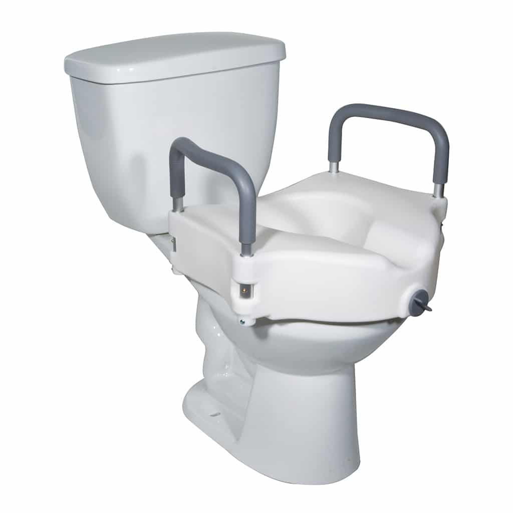 [RTL12027RA] DRIVE 2-IN-1 LOCKING RAISED TOILET SEAT WITH TOOL-FREE REMOVABLE ARMS