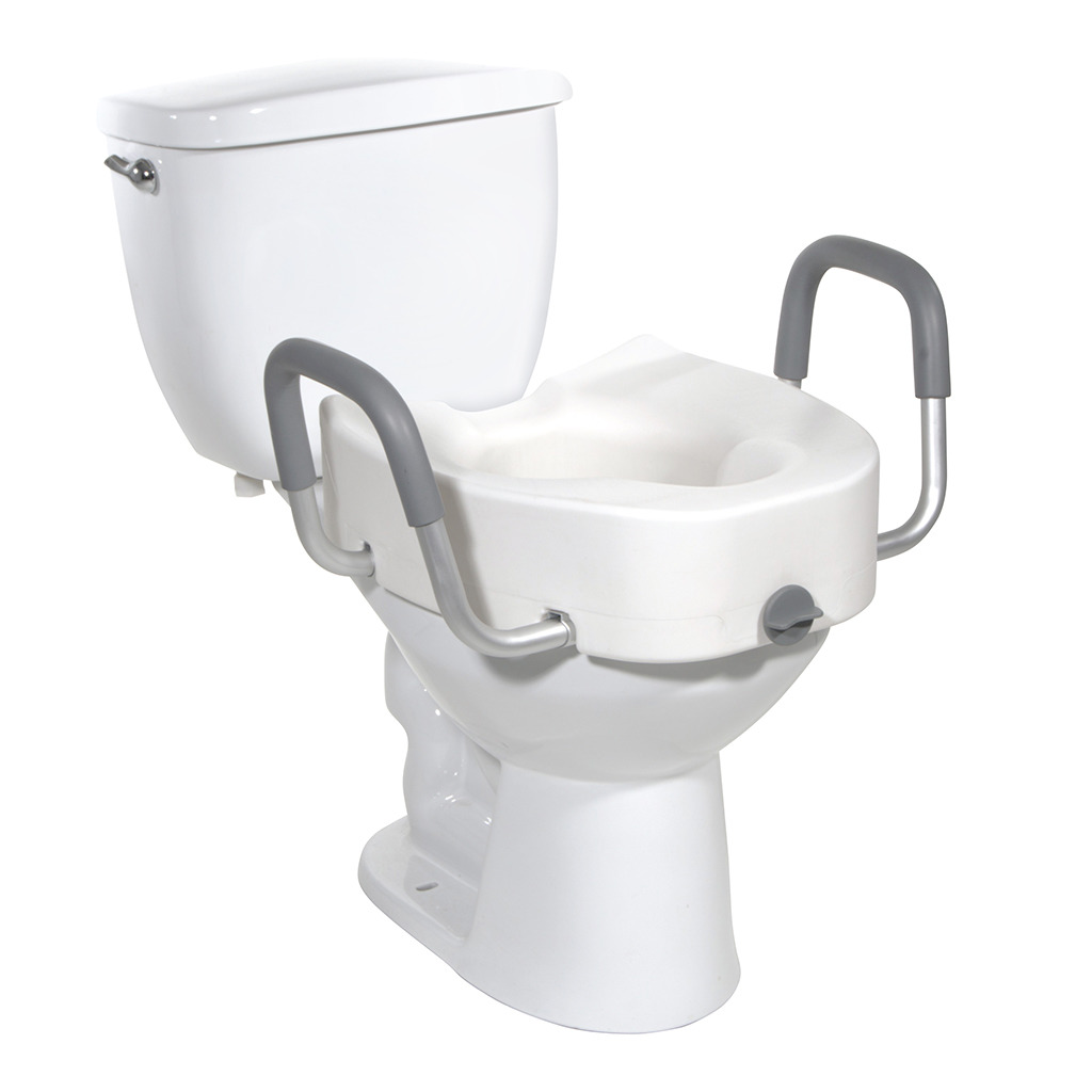 [12013] Drive Premium Plastic, Raised, Elongated Toilet Seat with Lock