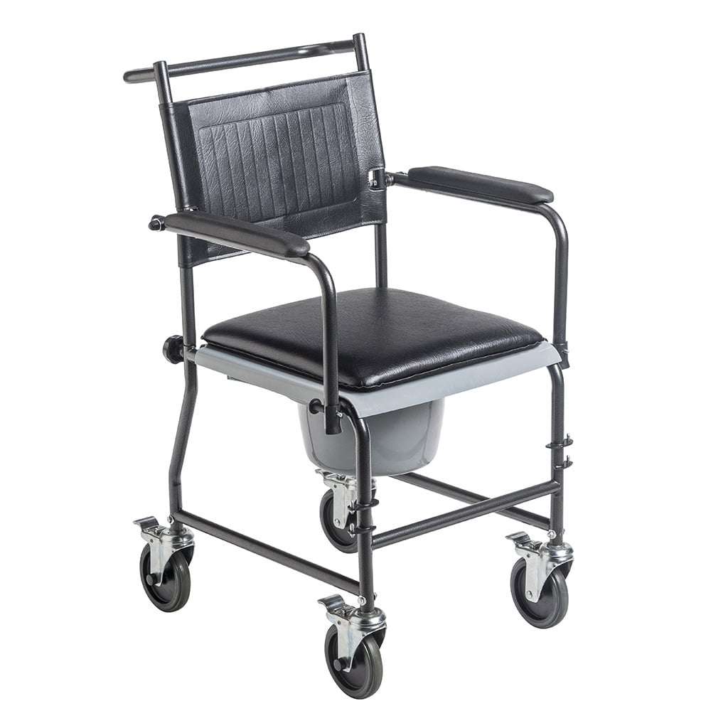 [11120SV-1F] Drive Upholstered Drop Arm Wheeled Commode
