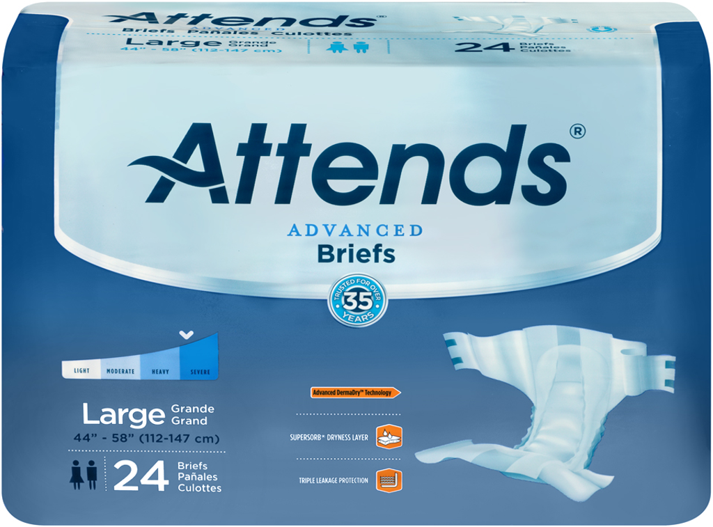 [086679377346] Attends Advanced Briefs, Severe Absorbency (Medium / 24 Count)