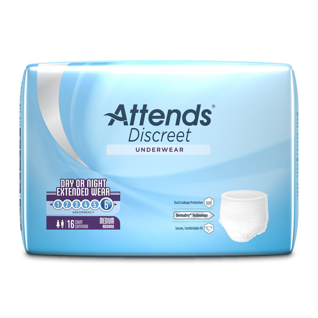 [086679365954] Attends Discreet Day/Night Extended Wear Underwear, Level 6 Absorbency (Large / 14 Count)