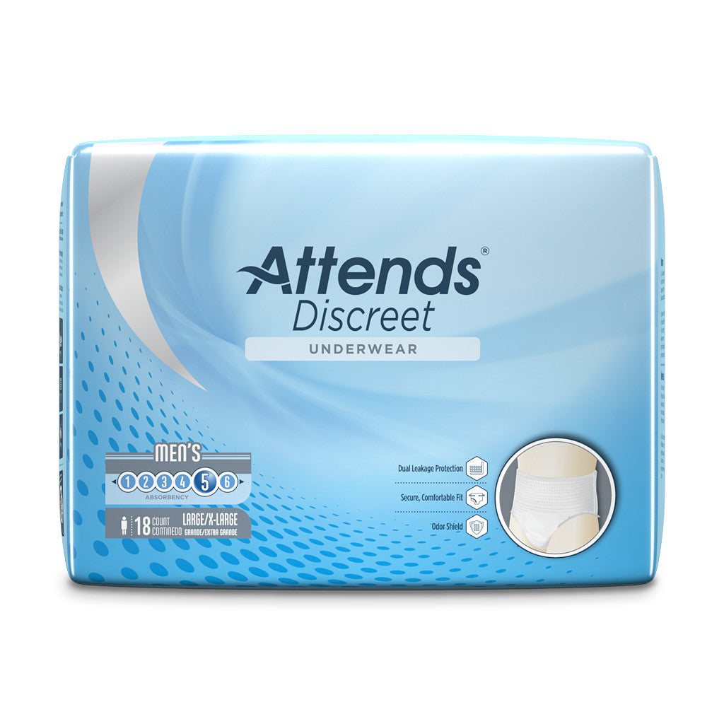 Attends Discreet Men'S Underwear, Level 5 Absorbency