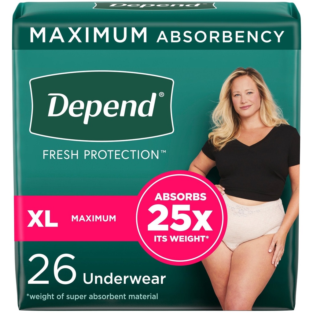 [036000479195] Depend Fresh Protection Adult Incontinence Underwear, Disposable, Maximum Absorbency (Medium / 30 Count)