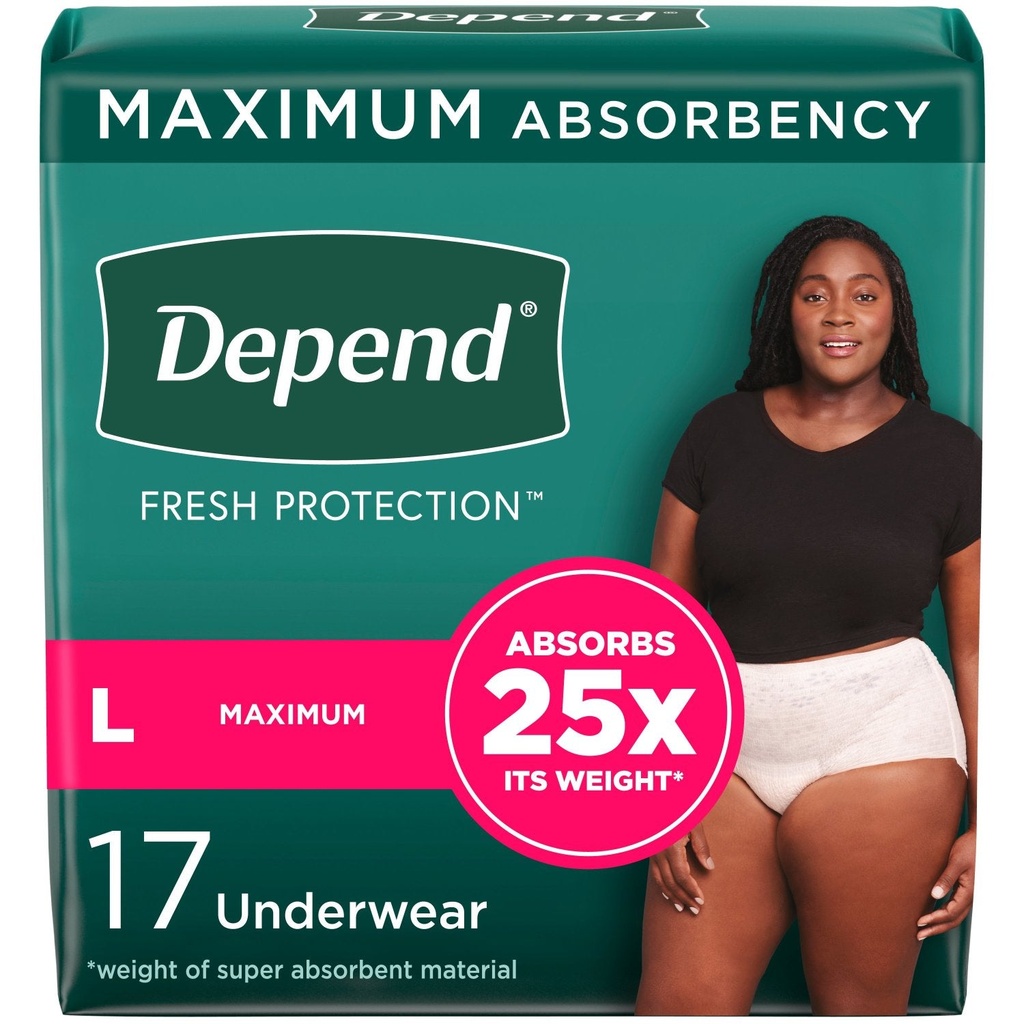 [036000385311] Depend Fresh Protection Adult Incontinence Underwear For Women (Large / 17 Count)