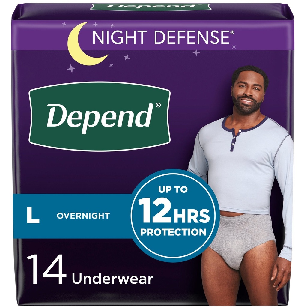 [036000511253] Depend Night Defense Incontinence Underwear For Men, Overnight (Large / 14 Count)
